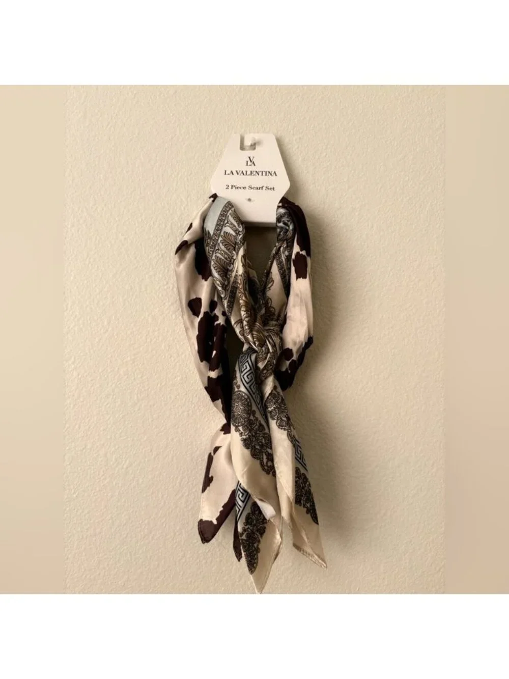 Stylish Brown and Cream Hair Scarf
